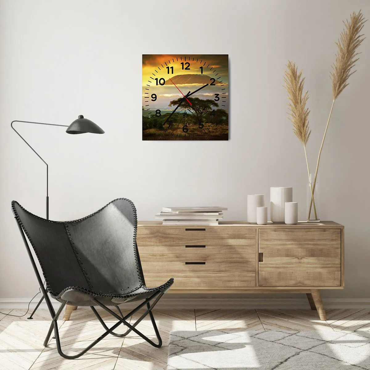 Wanduhr - Glasuhr - Ein Reisetraum - 40x40 cm