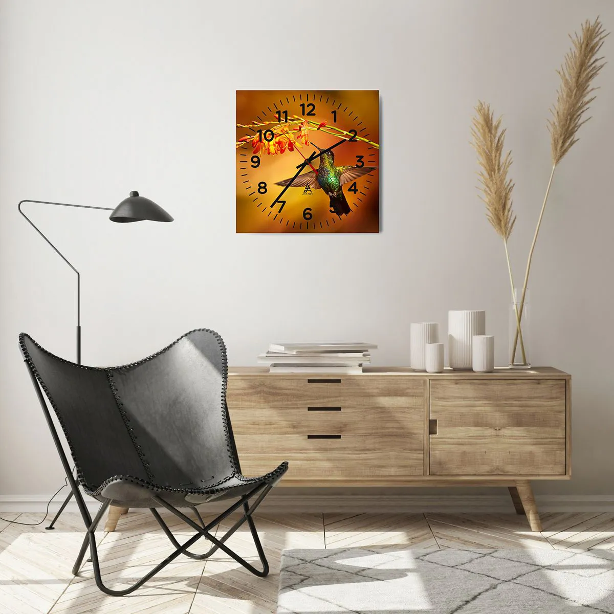 Väggklocka - Klocka på glas - Ljusbud enligt Mayafolket - 40x40 cm