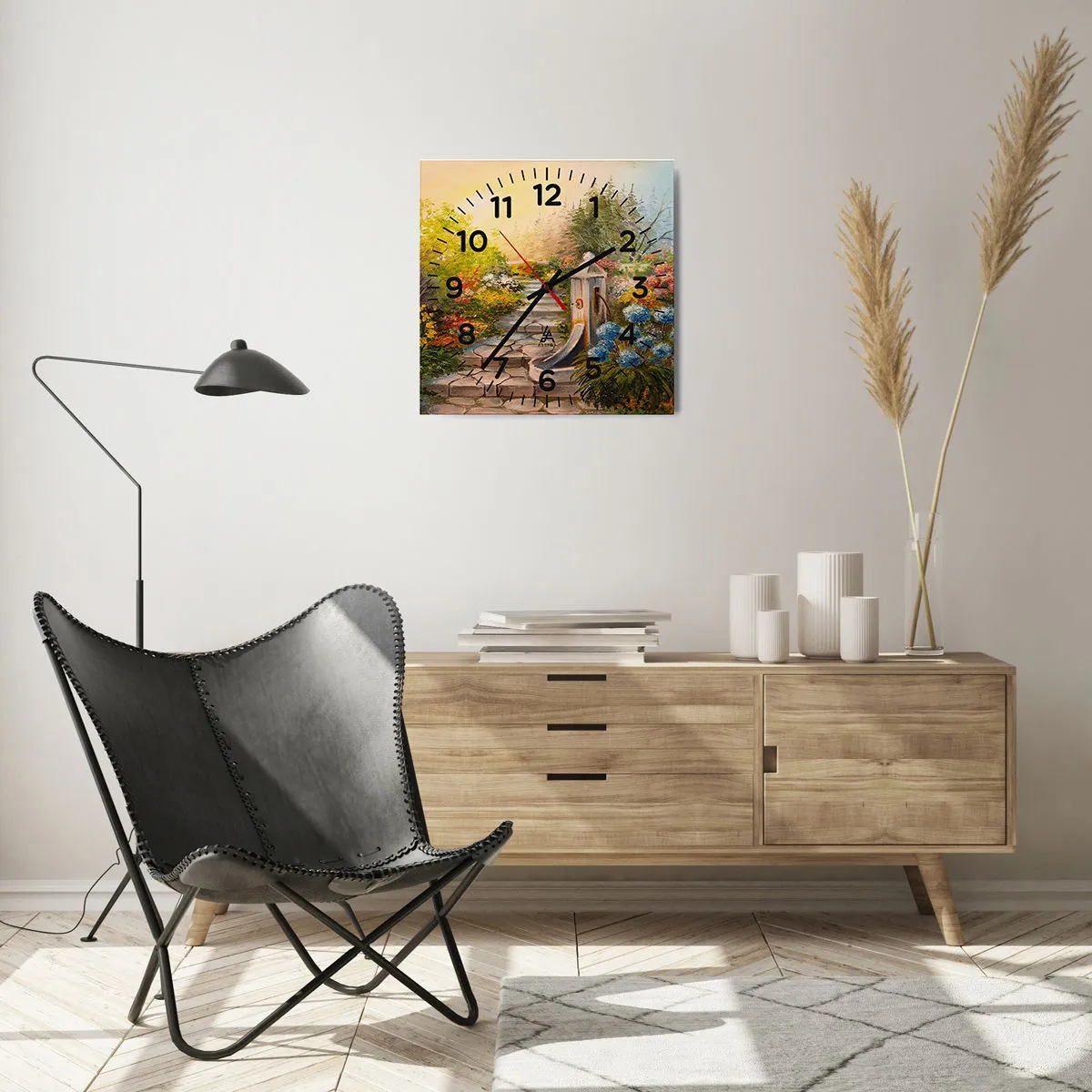 Relógio de parede - Relógio em vidro - Em pleno florescimento - 40x40 cm