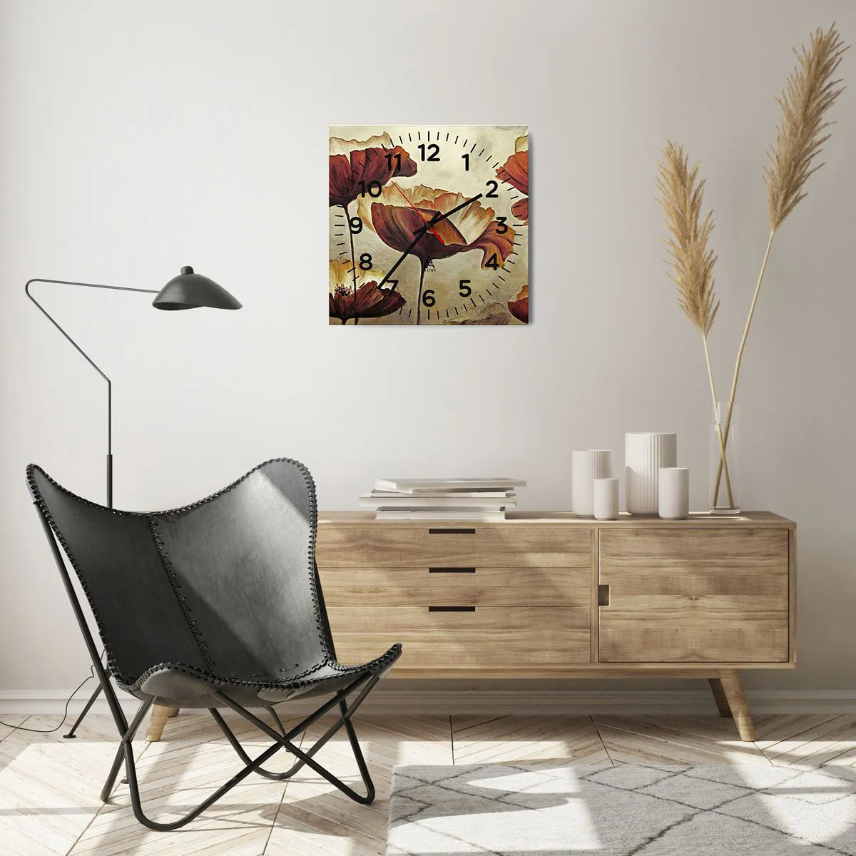 Wall clock - Clock on glass - Piece of Meadow - 40x40 cm