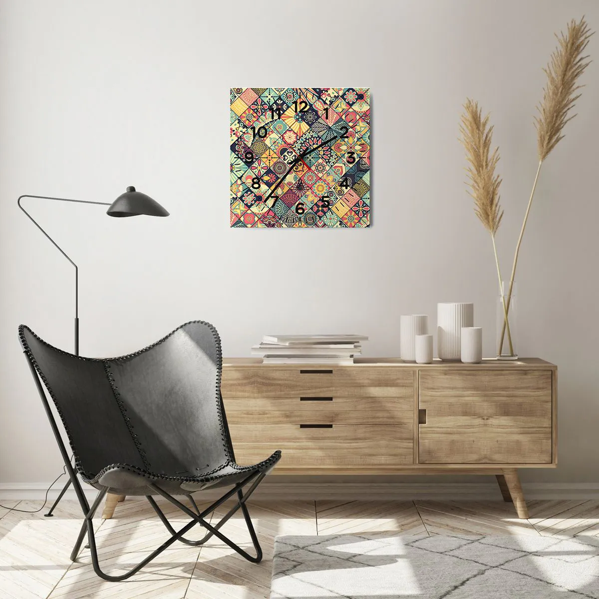 Ceas de perete - Ceas pe sticlă - Clima marocană - 40x40 cm