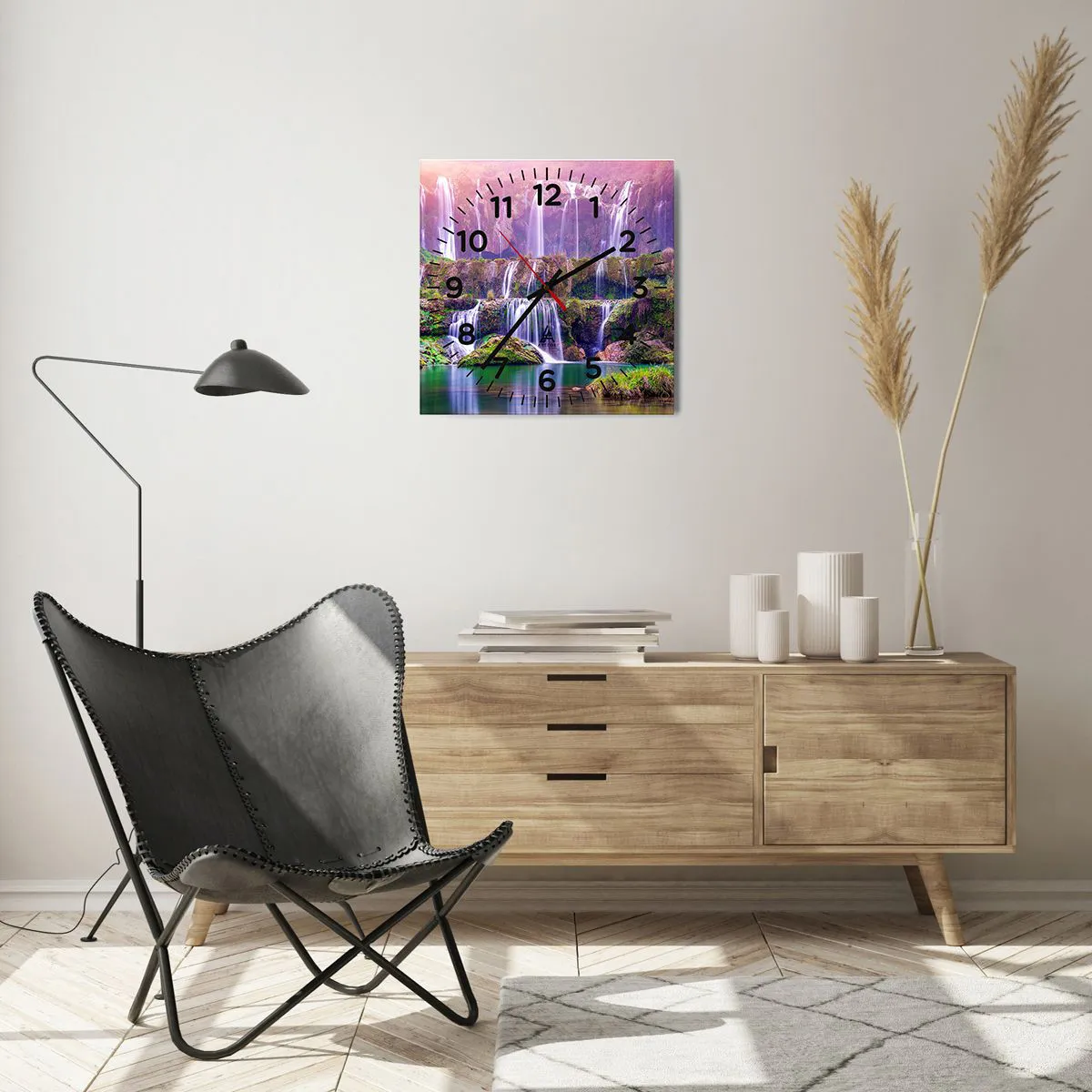 Relógio de parede - Relógio em vidro - Escadas para o céu - 40x40 cm