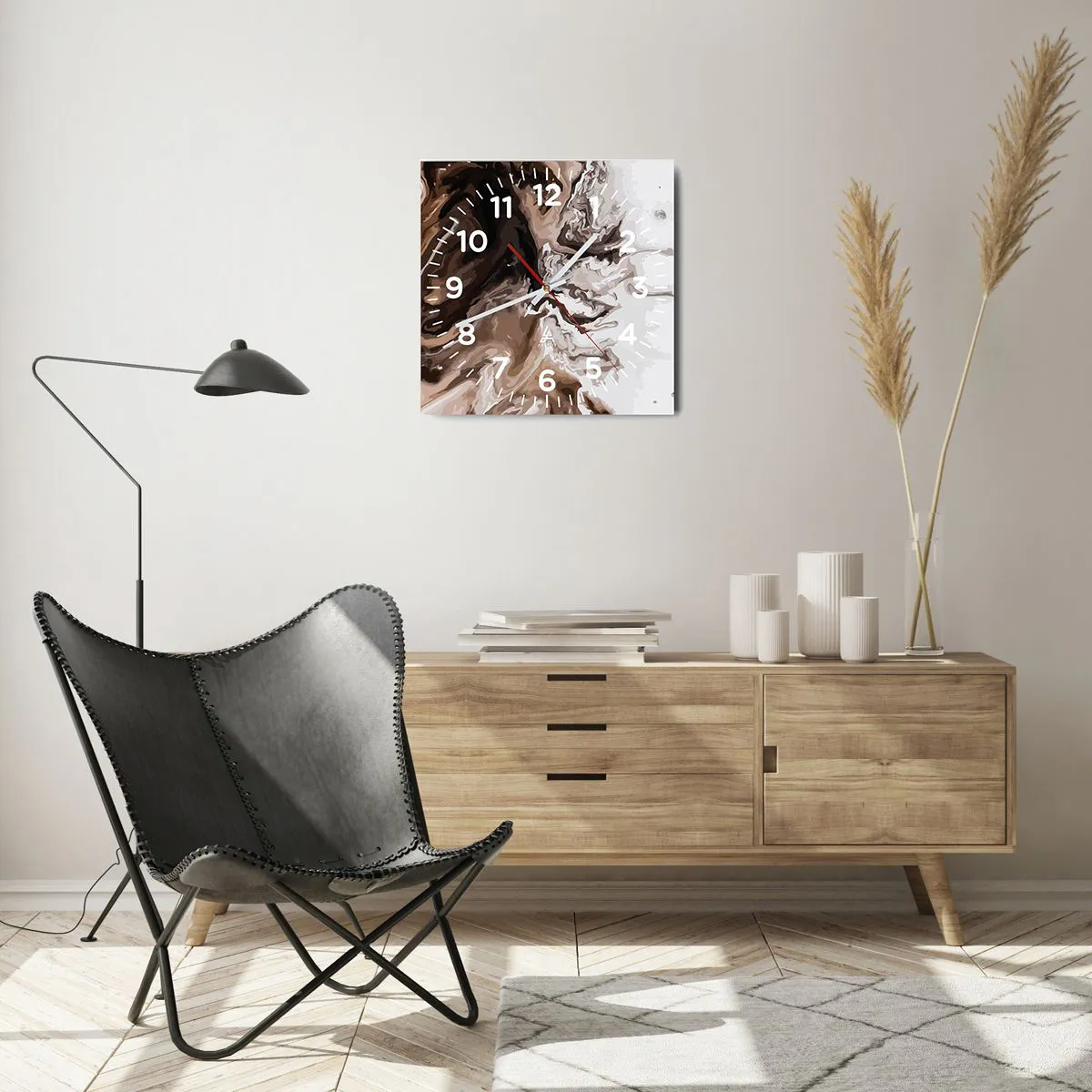 Wanduhr - Glasuhr - Farbkontrast - 40x40 cm