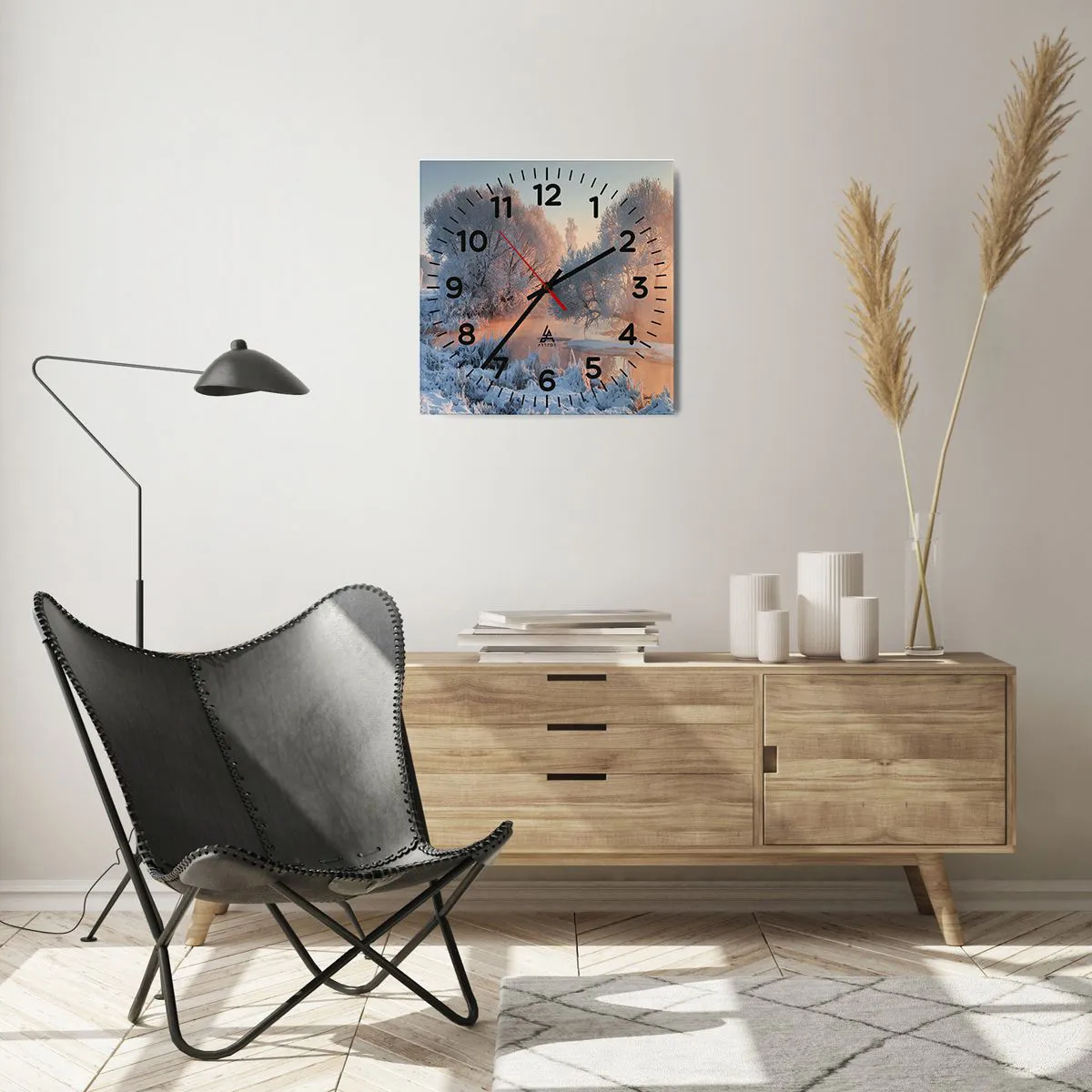 Ceas de perete - Ceas pe sticlă - Totul strălucește în cristal însorit - 40x40 cm