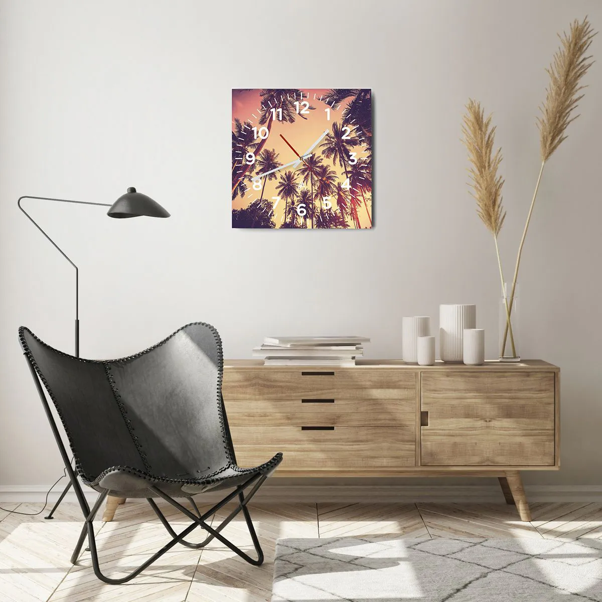 Wall clock - Clock on glass - Tropical Variation - 40x40 cm