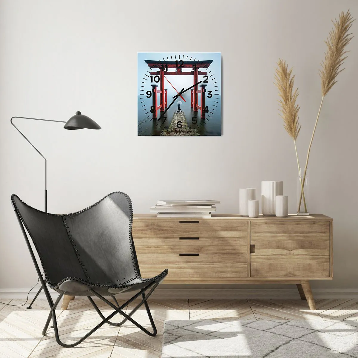 Wanduhr - Glasuhr - Japanische Träumerei - 40x40 cm