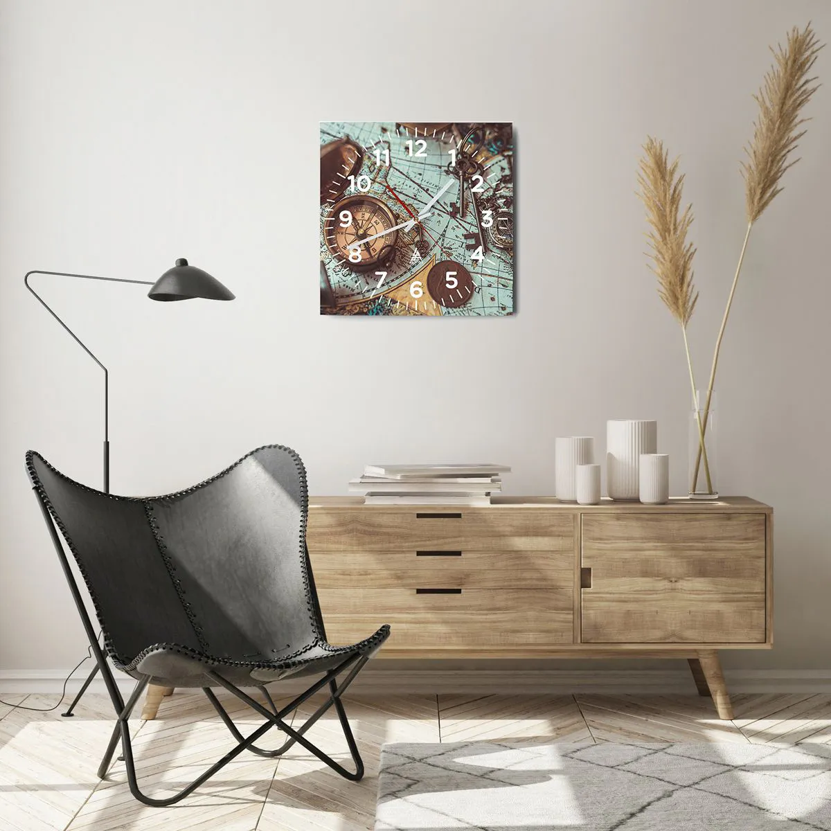 Reloj de pared - Reloj de vidrio - Para el aventurero - 40x40 cm