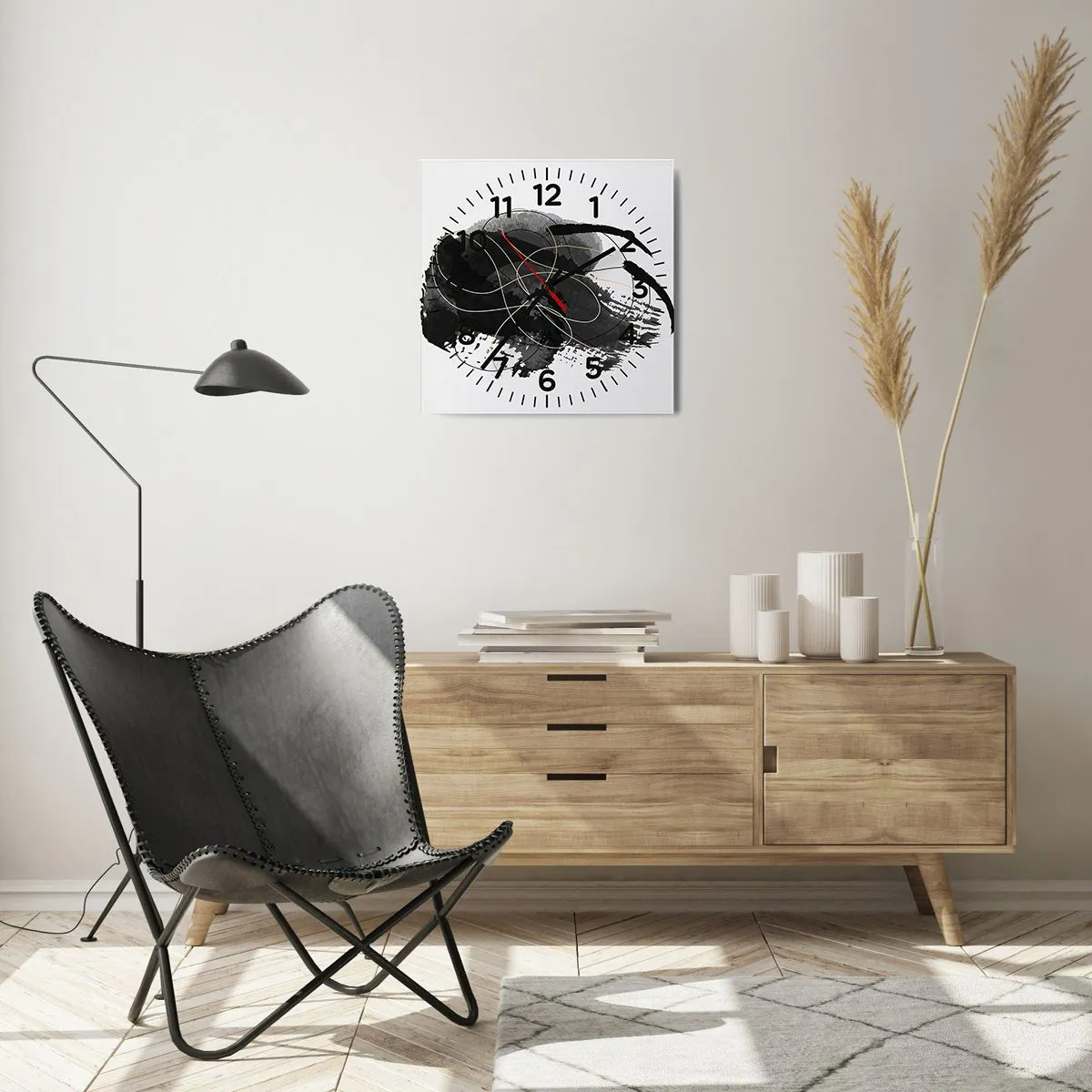 Zegar ścienny - Wysnute z czerni - 40x40 cm