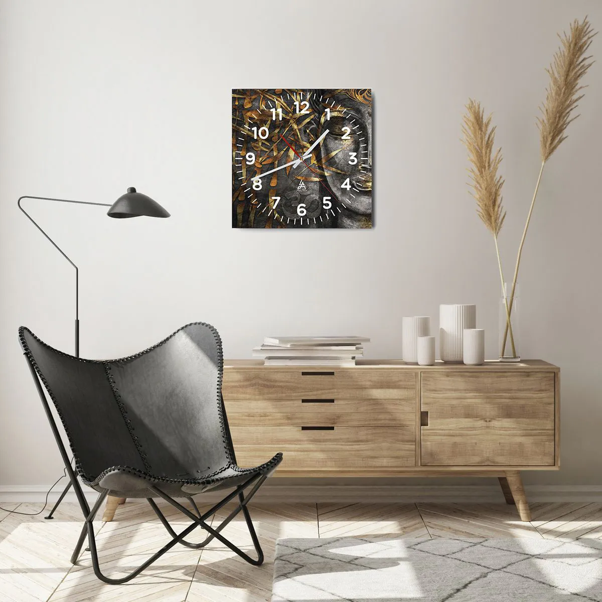 Ceas de perete - Ceas pe sticlă - Simțiți pacea - 40x40 cm