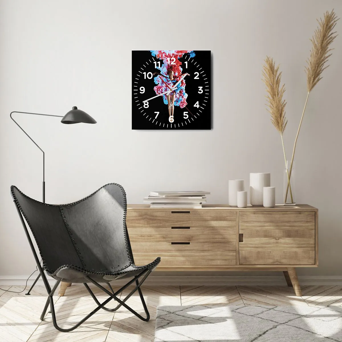 Wanduhr - Glasuhr - In voller Blüte - 40x40 cm