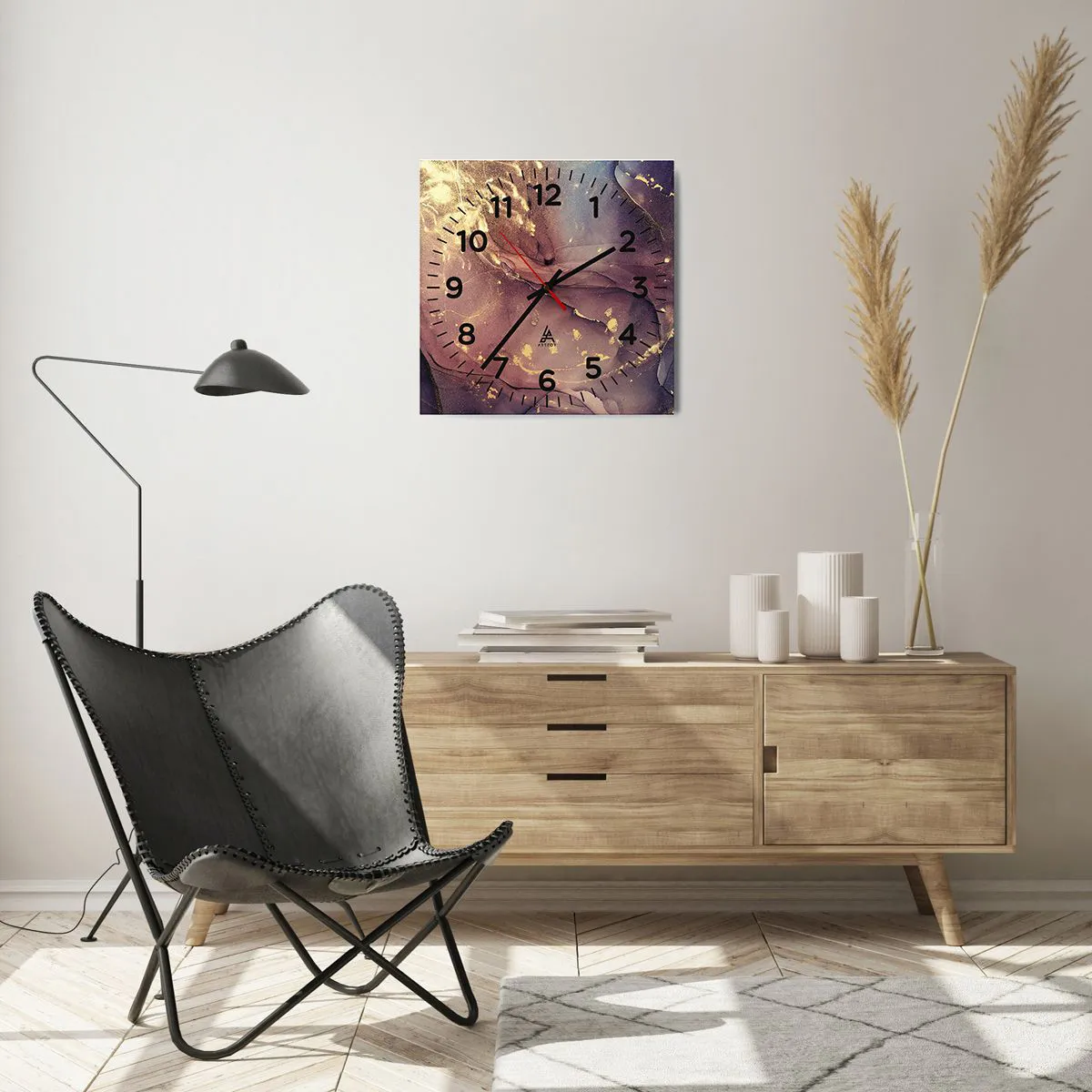 Wall clock - Clock on glass - Matter and Spirit - 40x40 cm