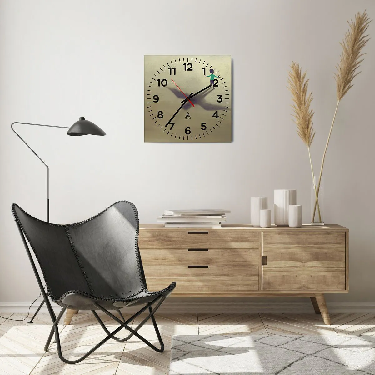 Wall clock - Clock on glass - Hero of the Future - 40x40 cm