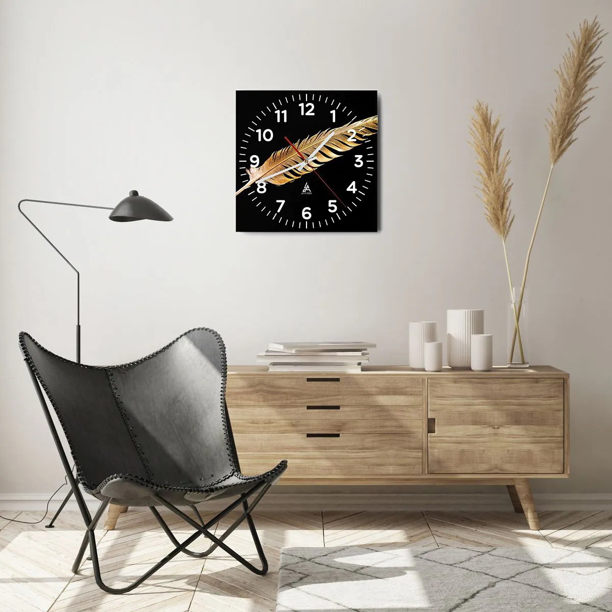 Wanduhr - Glasuhr - Er hat ein ungewöhnliches Schreibtalent ... - 40x40 cm