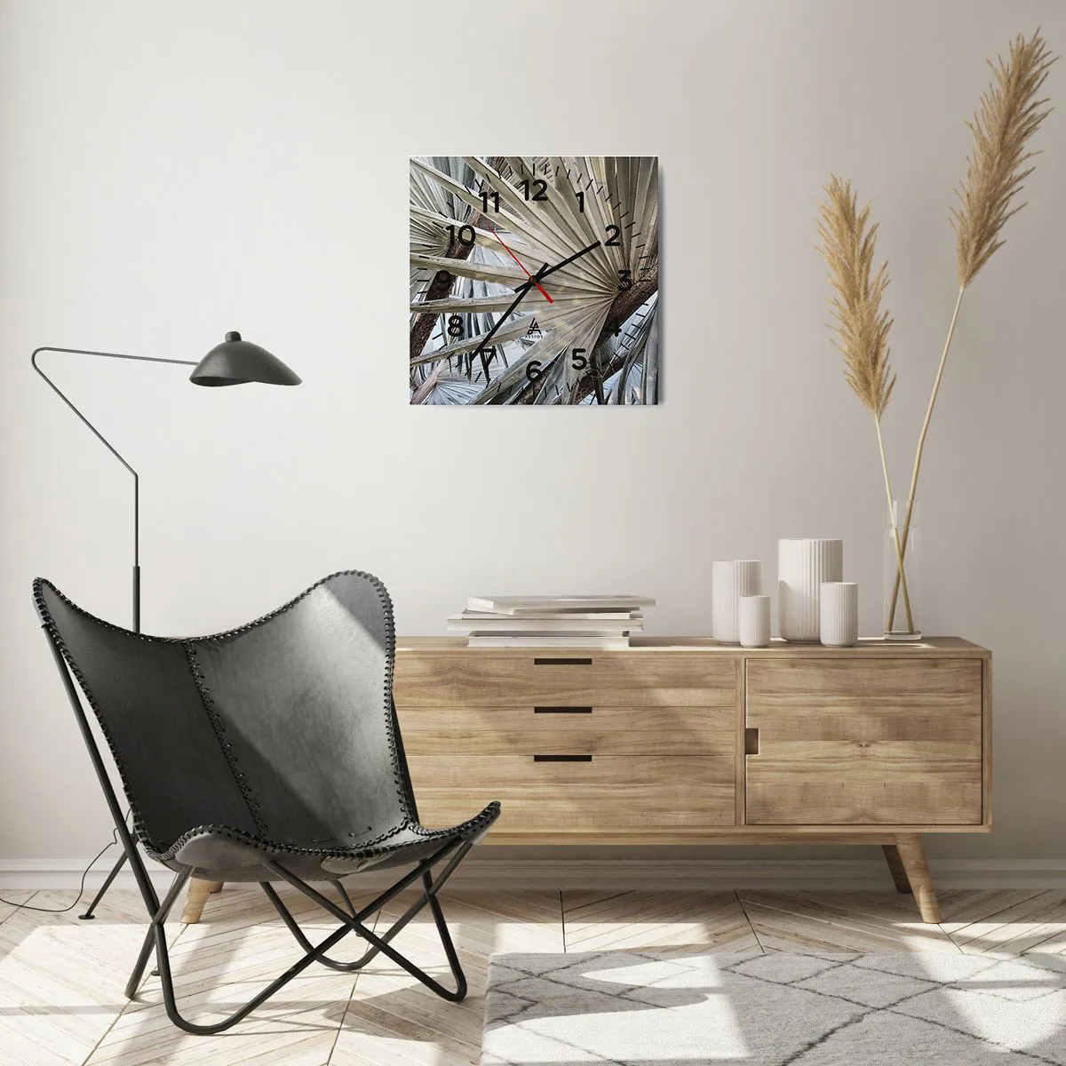 Wall clock - Clock on glass - Fans in tropics - 40x40 cm