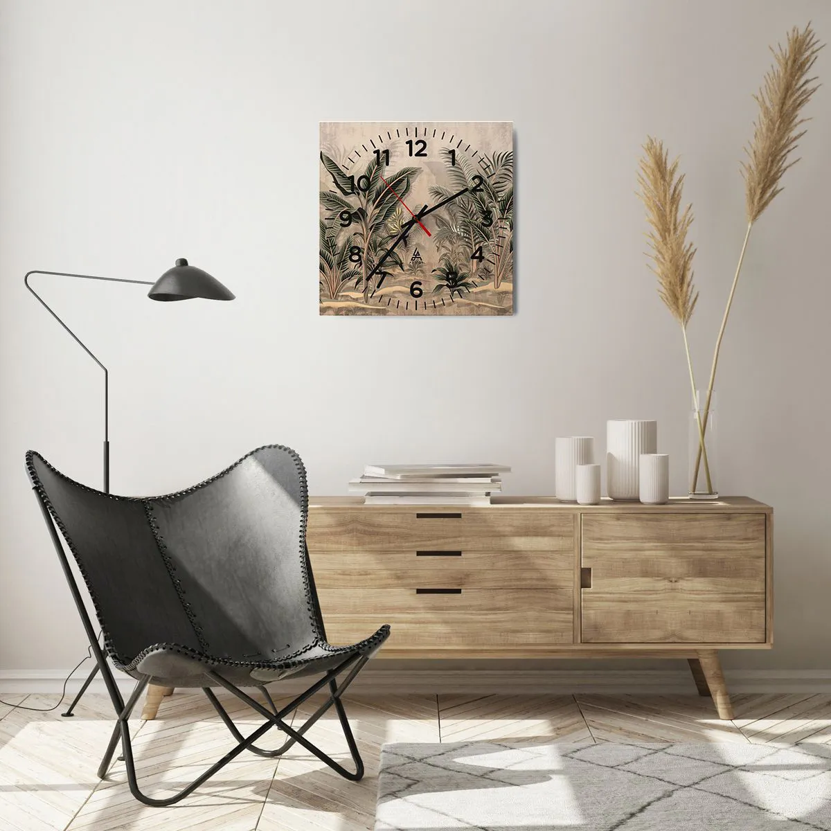 Wandklok - Klok - Een gravure in koloniale stijl - 40x40 cm