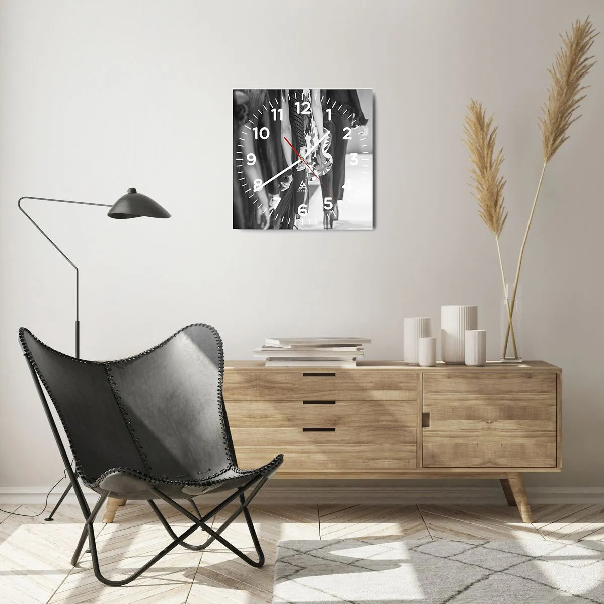 Reloj de pared - Reloj de vidrio - Un desfile con estilo - 40x40 cm