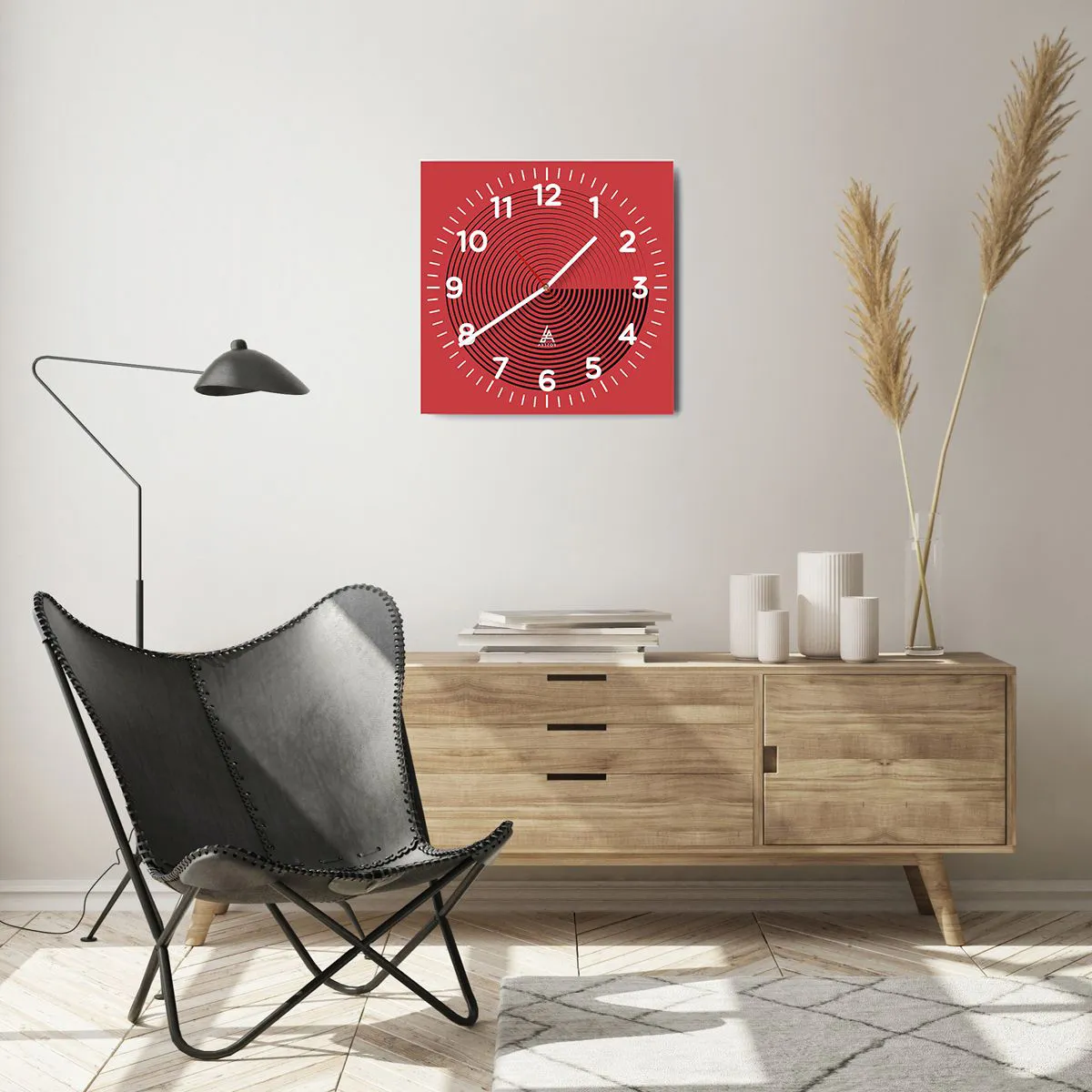 Relógio de parede - Relógio em vidro - Movimento circular - 40x40 cm