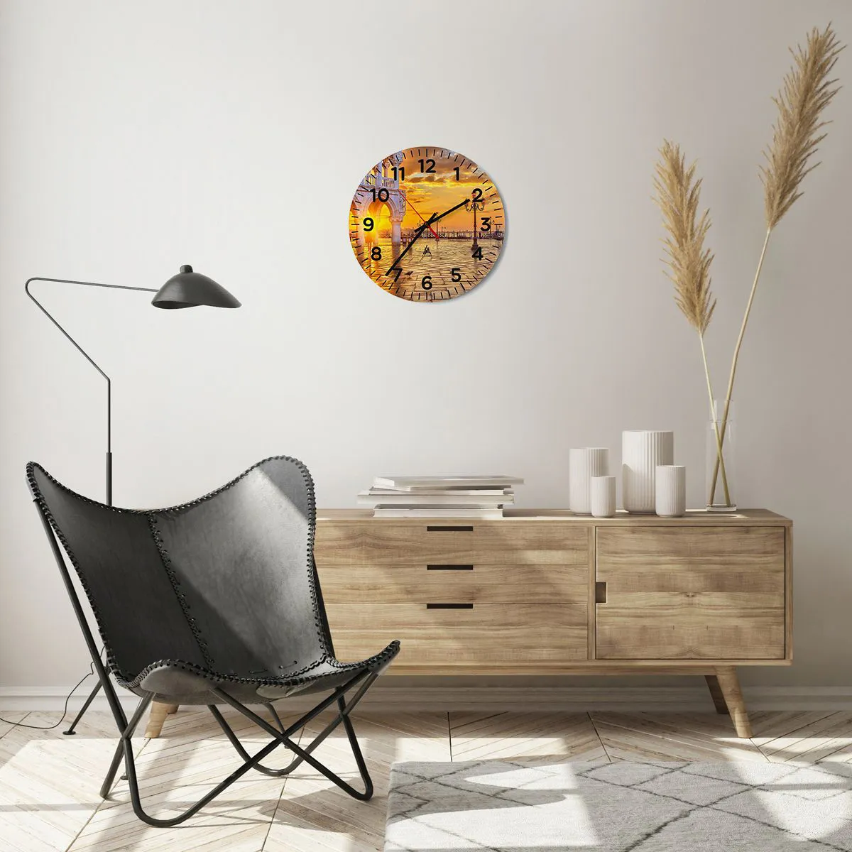 Wall clock - Clock on glass - Where Is Everybody? - 30x30 cm