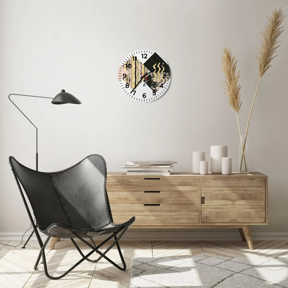 Ceas de perete - Ceas pe sticlă - Aparent simplu - 30x30 cm