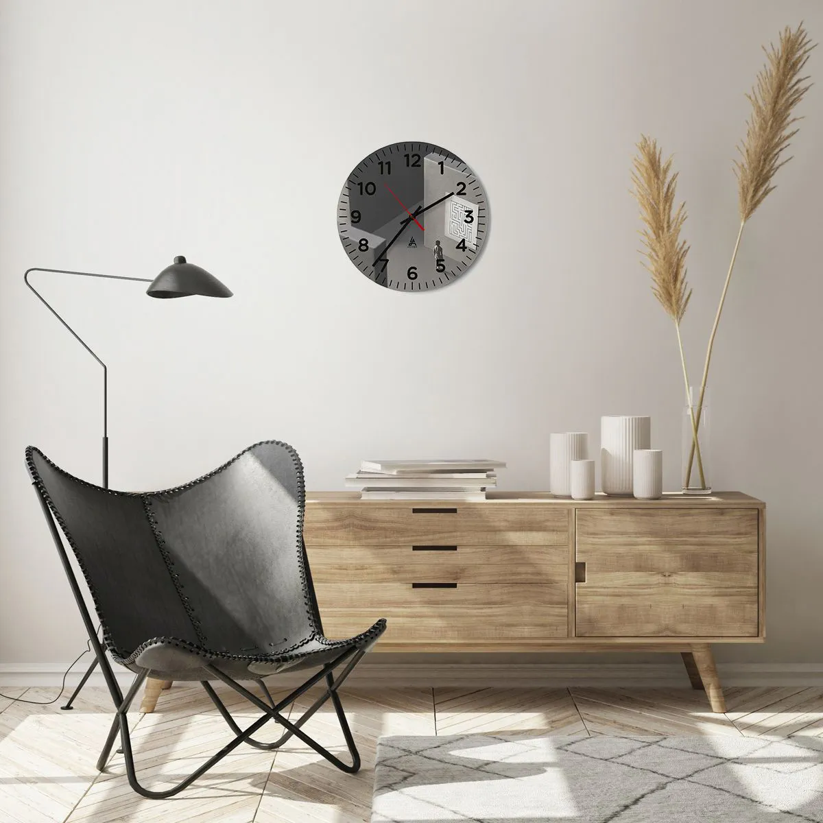 Wall clock - Clock on glass - But Where Am I? - 30x30 cm