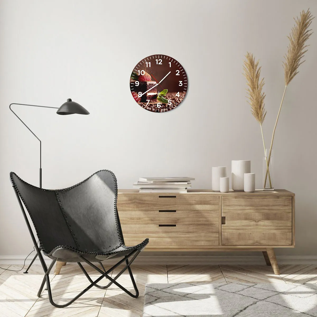 Wall clock - Clock on glass - Life Is Sweet - 30x30 cm