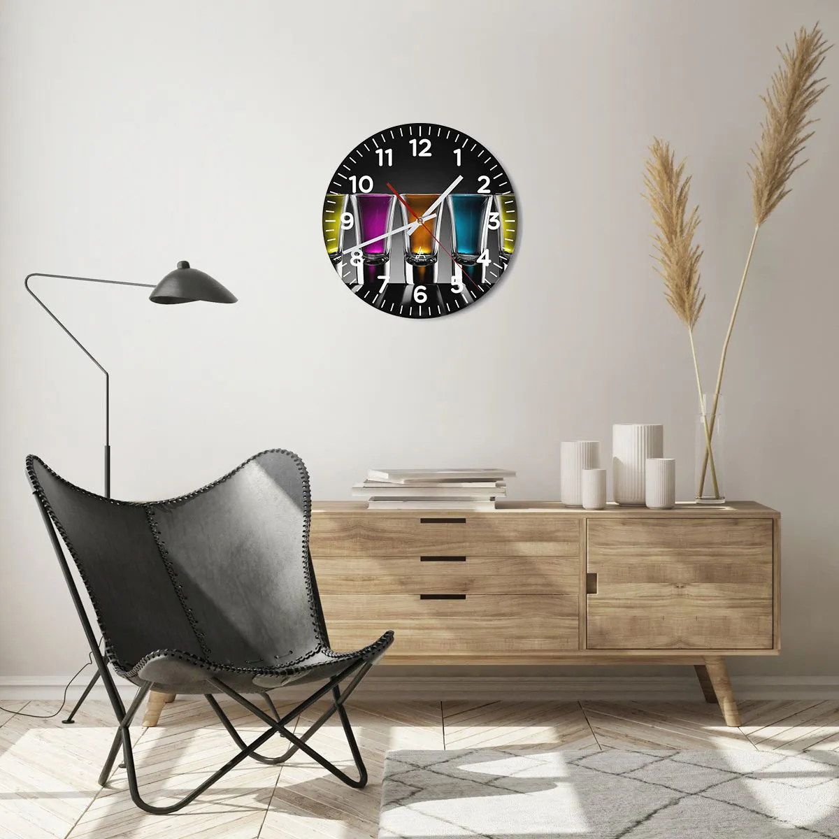 Reloj de pared - Reloj de vidrio - Colores de la alegría - 40x40 cm