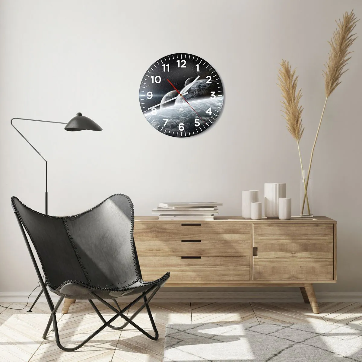 Wanduhr - Glasuhr - Kosmische Musik der Sphären - 40x40 cm