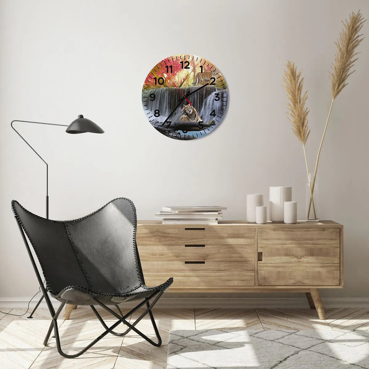 Wall clock - Clock on glass - Surrealistic Landscape  - 40x40 cm