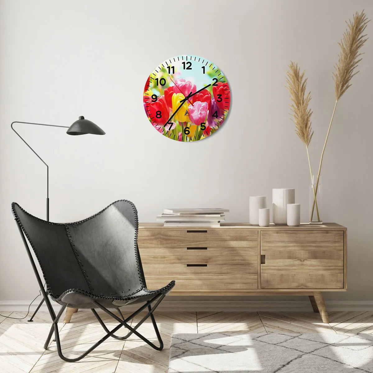 Wall clock - Clock on glass - It is Us, Colour of May! - 40x40 cm