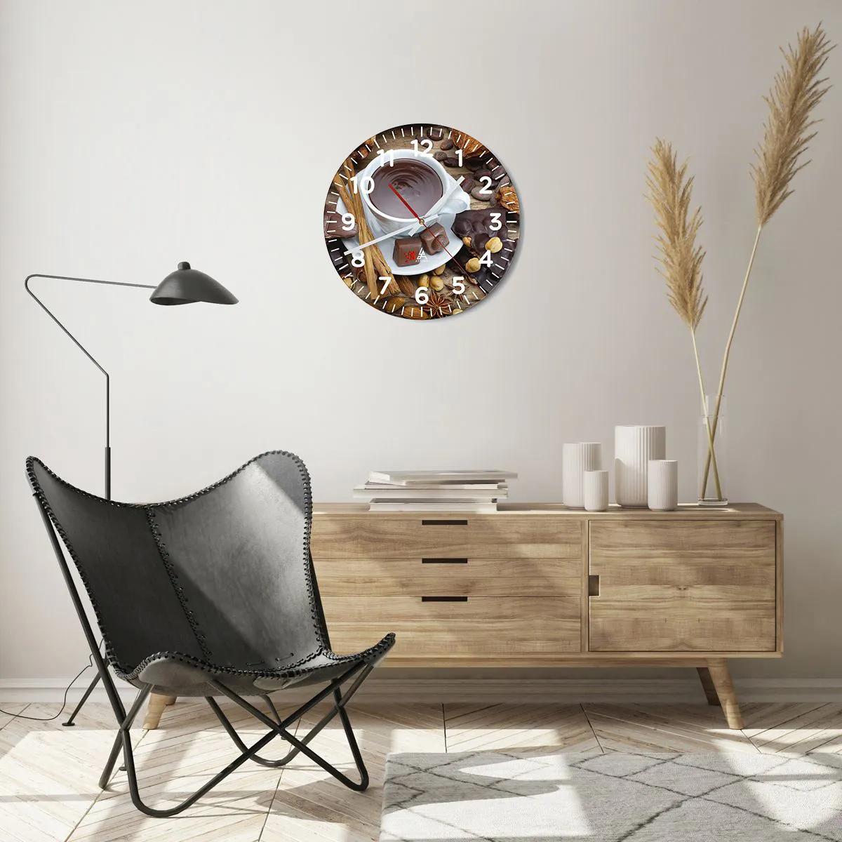 Relógio de parede - Relógio em vidro - Da fábrica de chocolate de conto de fadas - 40x40 cm