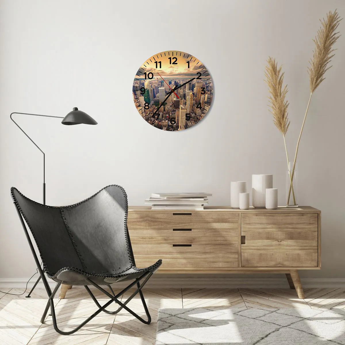 Nástenné hodiny - Pozlátené Metropolis - 40x40 cm