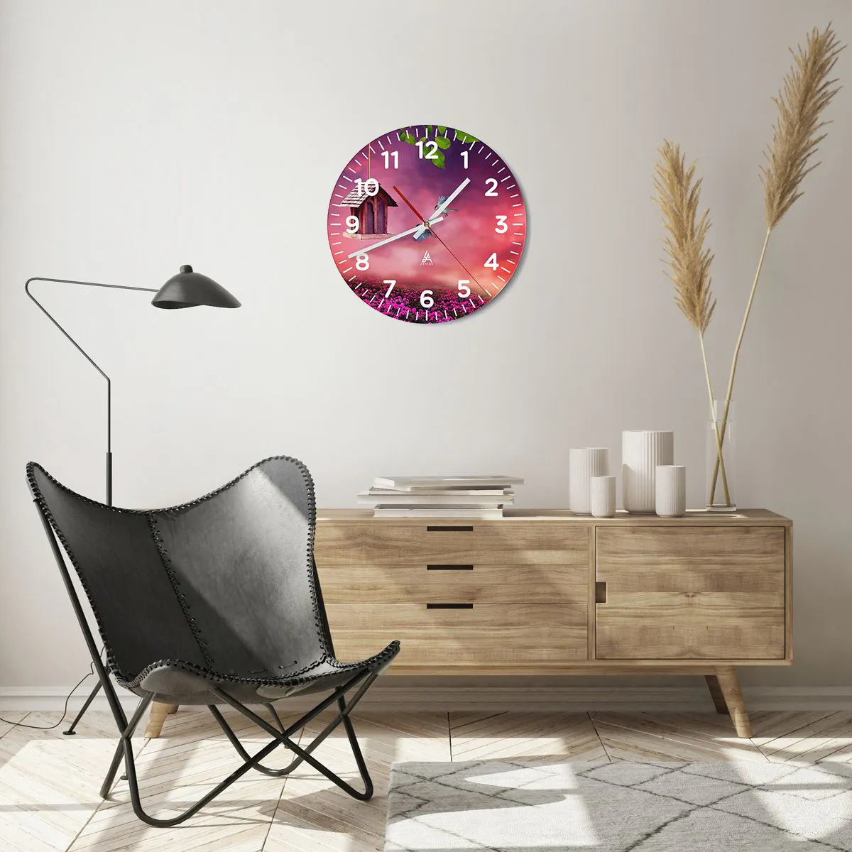 Ceas de perete - Ceas pe sticlă - Invitație la cină - 40x40 cm