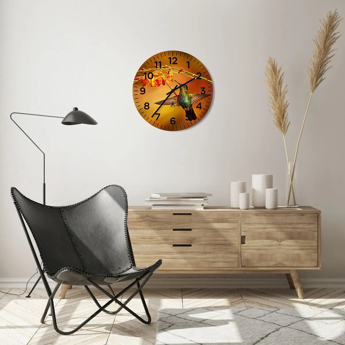 Väggklocka - Klocka på glas - Ljusbud enligt Mayafolket - 40x40 cm