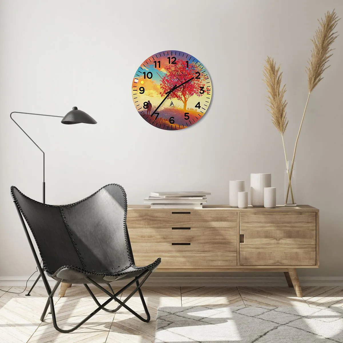 Wall clock - Clock on glass - Pilgrim at Its Goal - 40x40 cm