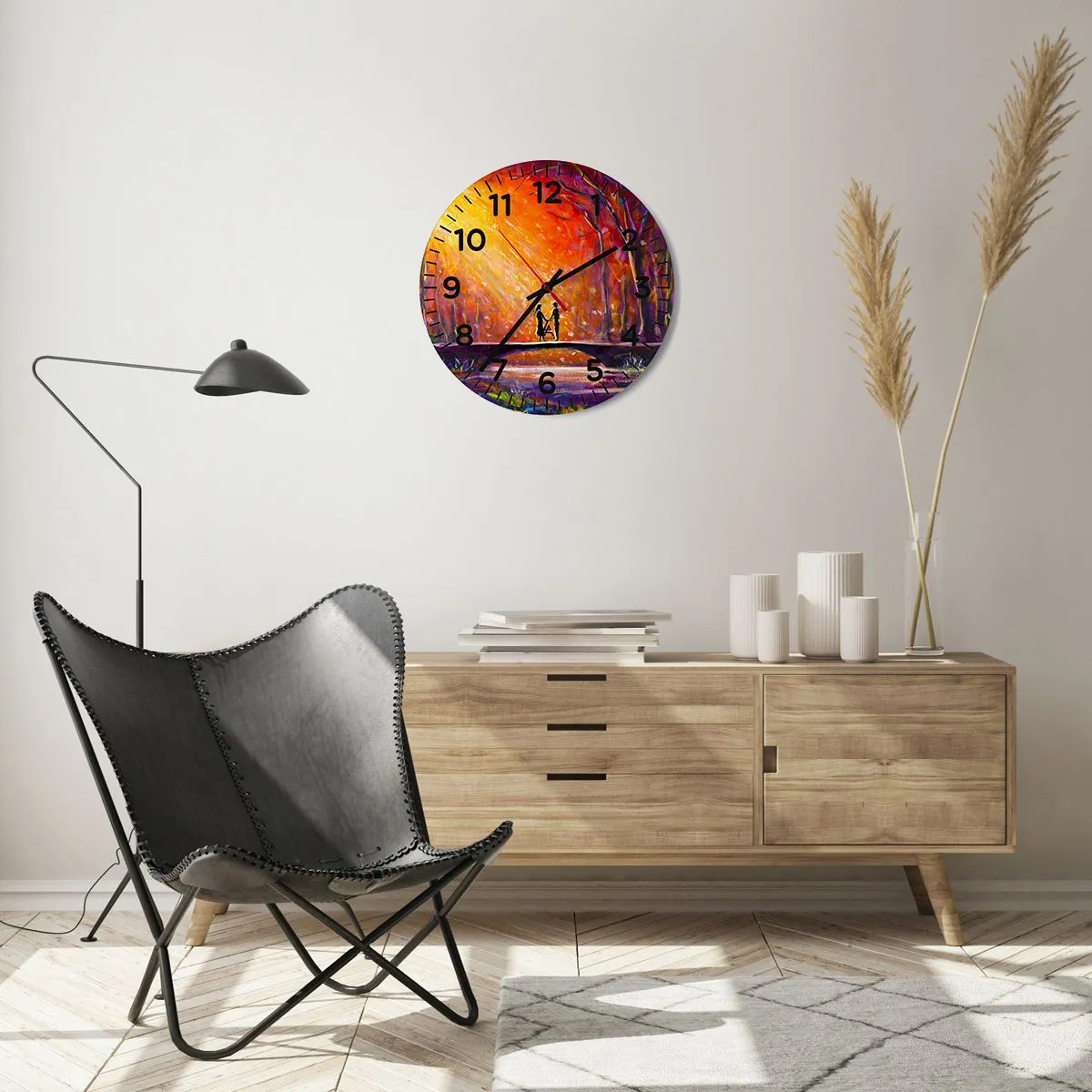 Ceas de perete - Ceas pe sticlă - Și cerul îi iubește - 40x40 cm