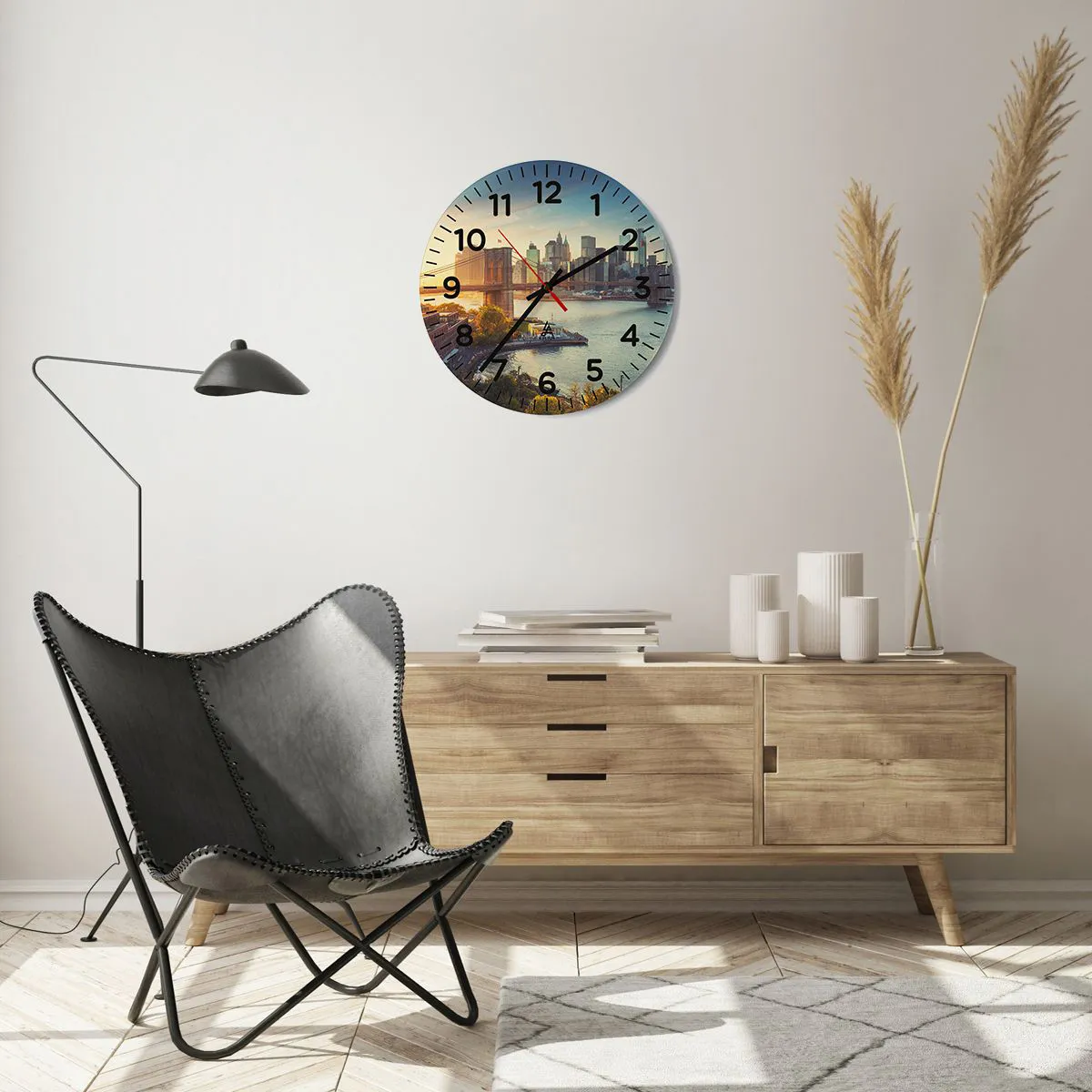 Nástenné hodiny - Svitanie veľkomesta - 40x40 cm