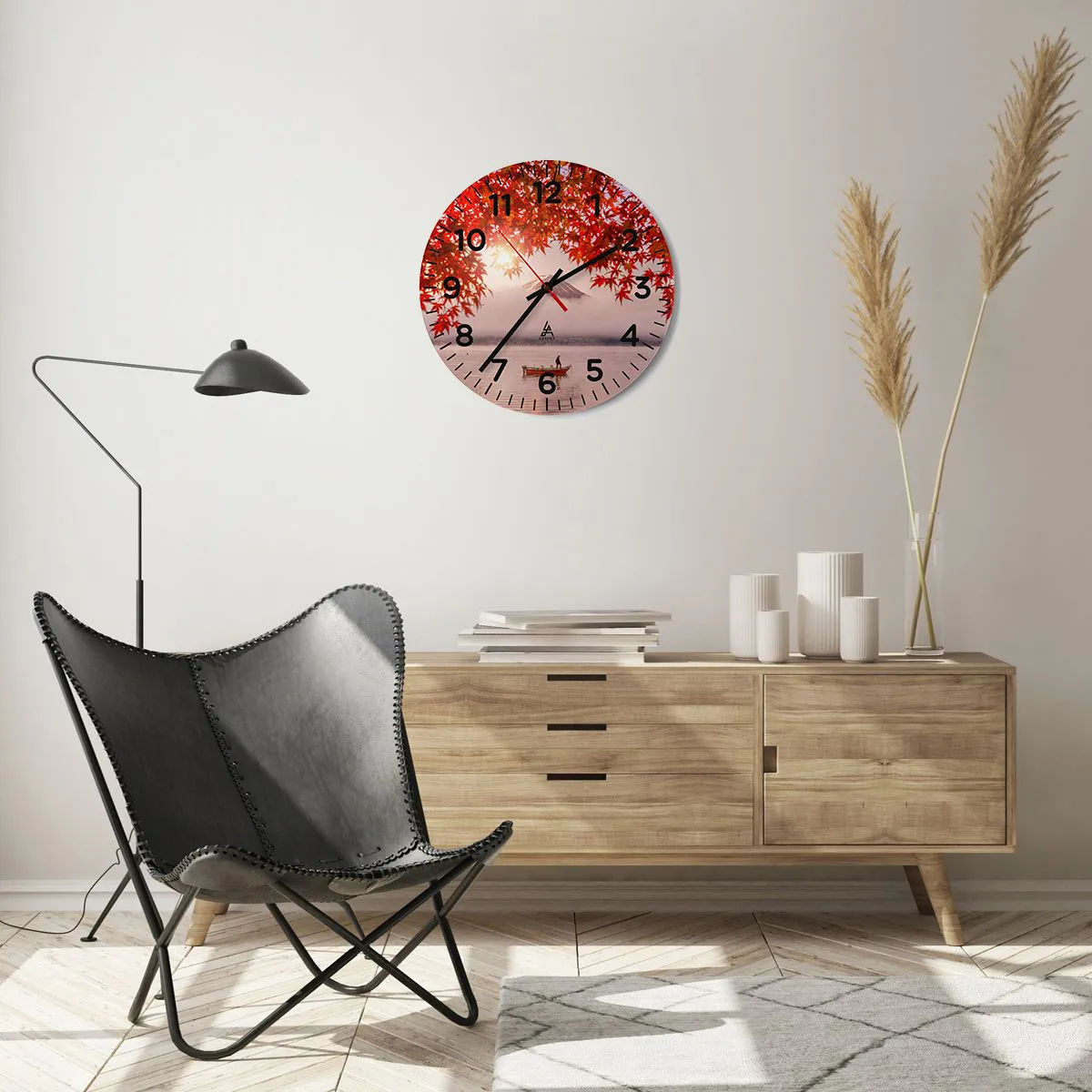 Reloj de pared - Reloj de vidrio - Estilo japonés - 40x40 cm