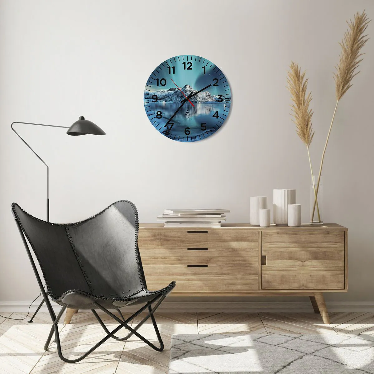 Ceas de perete - Ceas pe sticlă - Noaptea de lumină - 40x40 cm