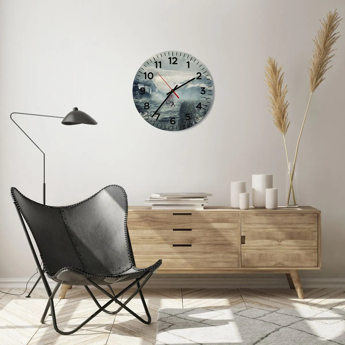 Wall clock - Clock on glass - On Magical Waters - 40x40 cm