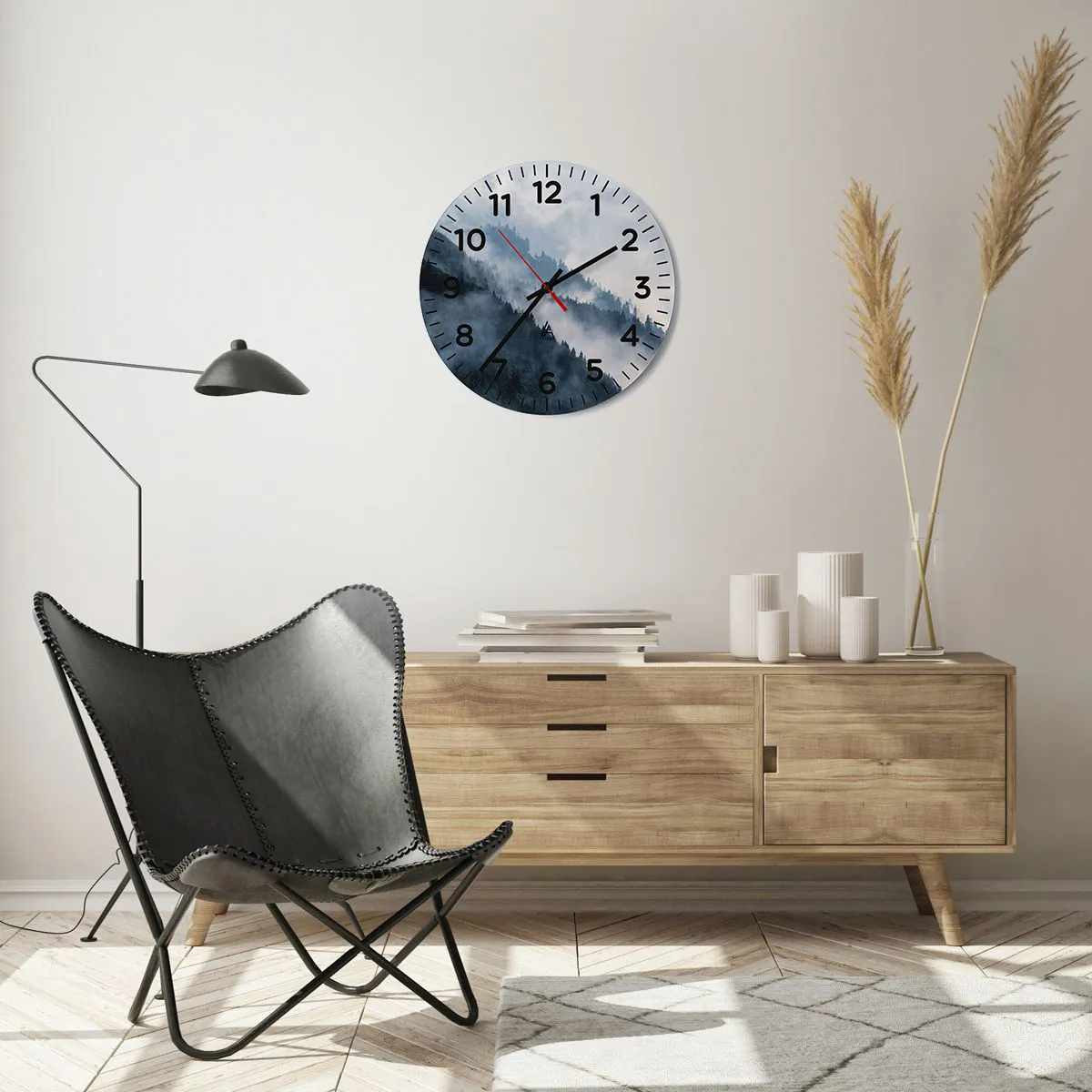 Wall clock - Clock on glass - Mysticism of the Mountains - 40x40 cm