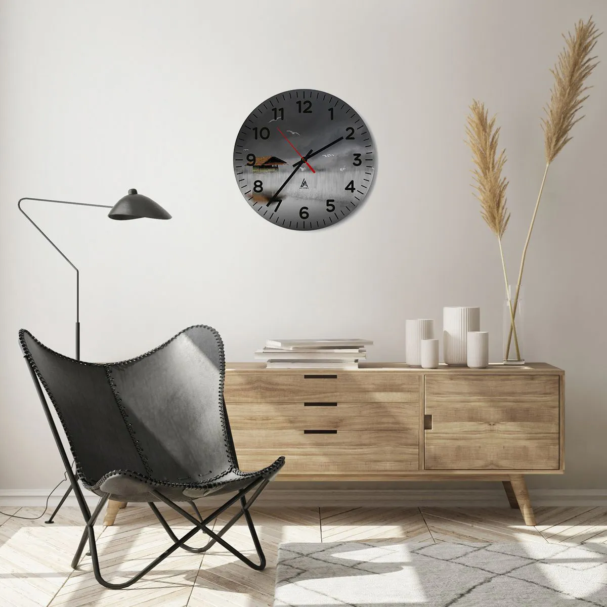 Wall clock - Clock on glass - Shelter from the Rain - 40x40 cm