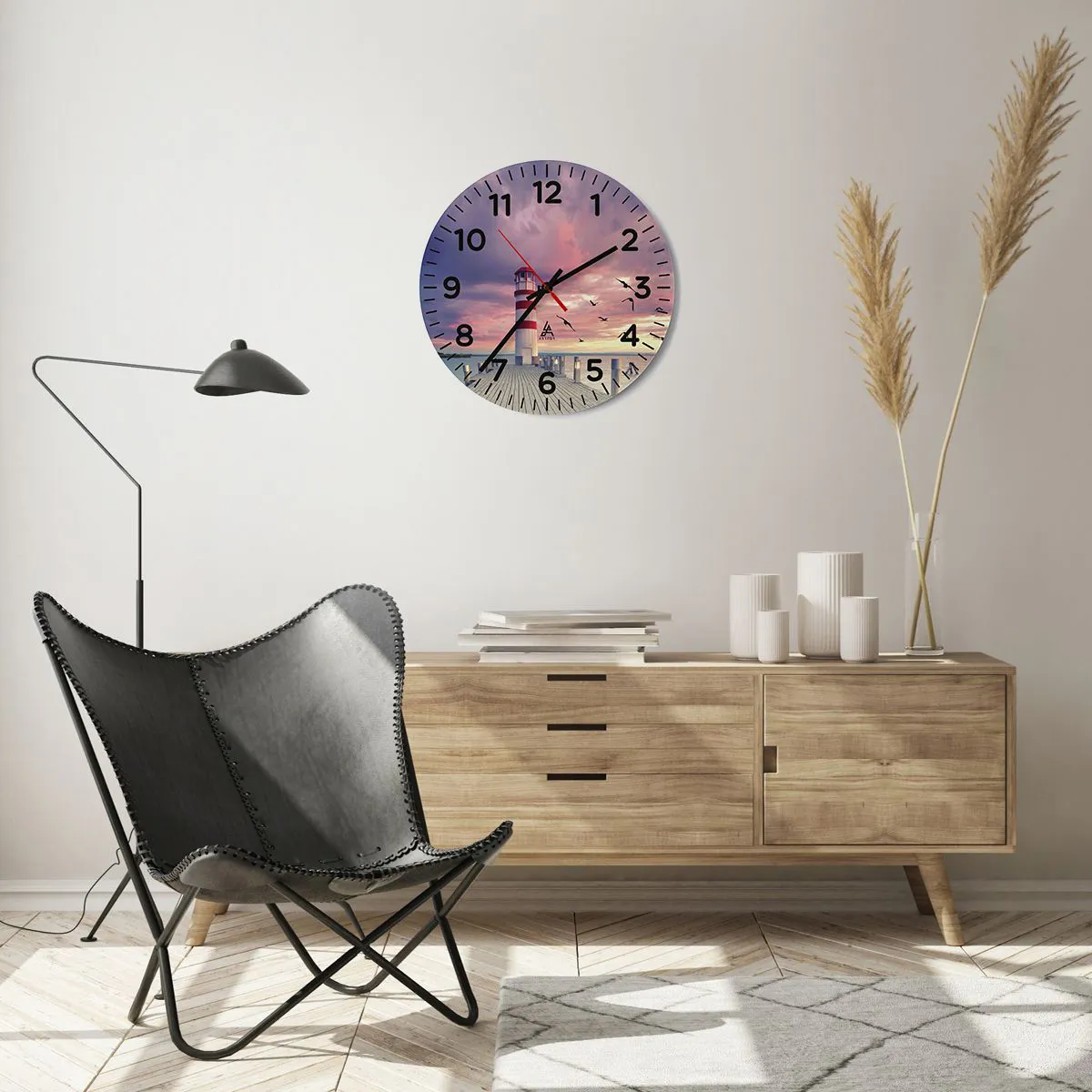 Ceas de perete - Ceas pe sticlă - Să ne întoarcem în port - 40x40 cm