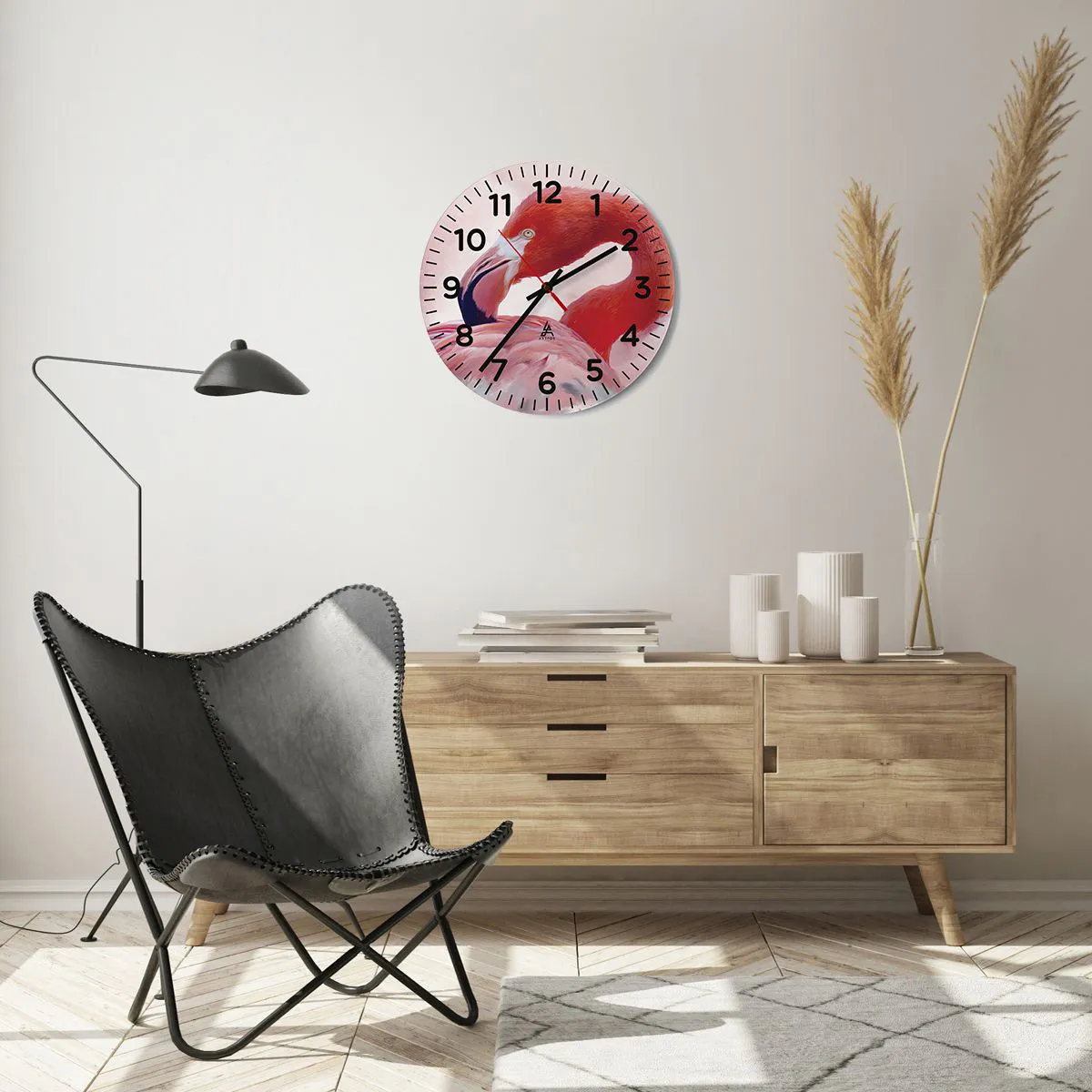 Wall clock - Clock on glass - Bird Look - 40x40 cm