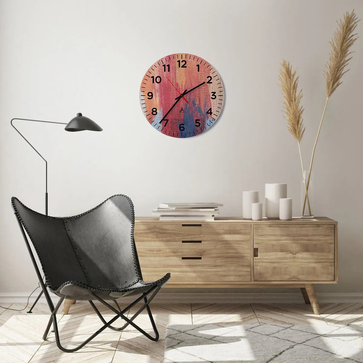 Wanduhr - Glasuhr - Renne den Regenbogen hinunter - 40x40 cm