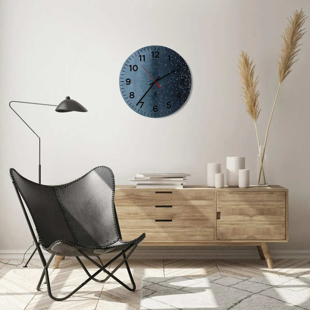 Zegar ścienny - Kompozycja – niebieskie fazy - 40x40 cm