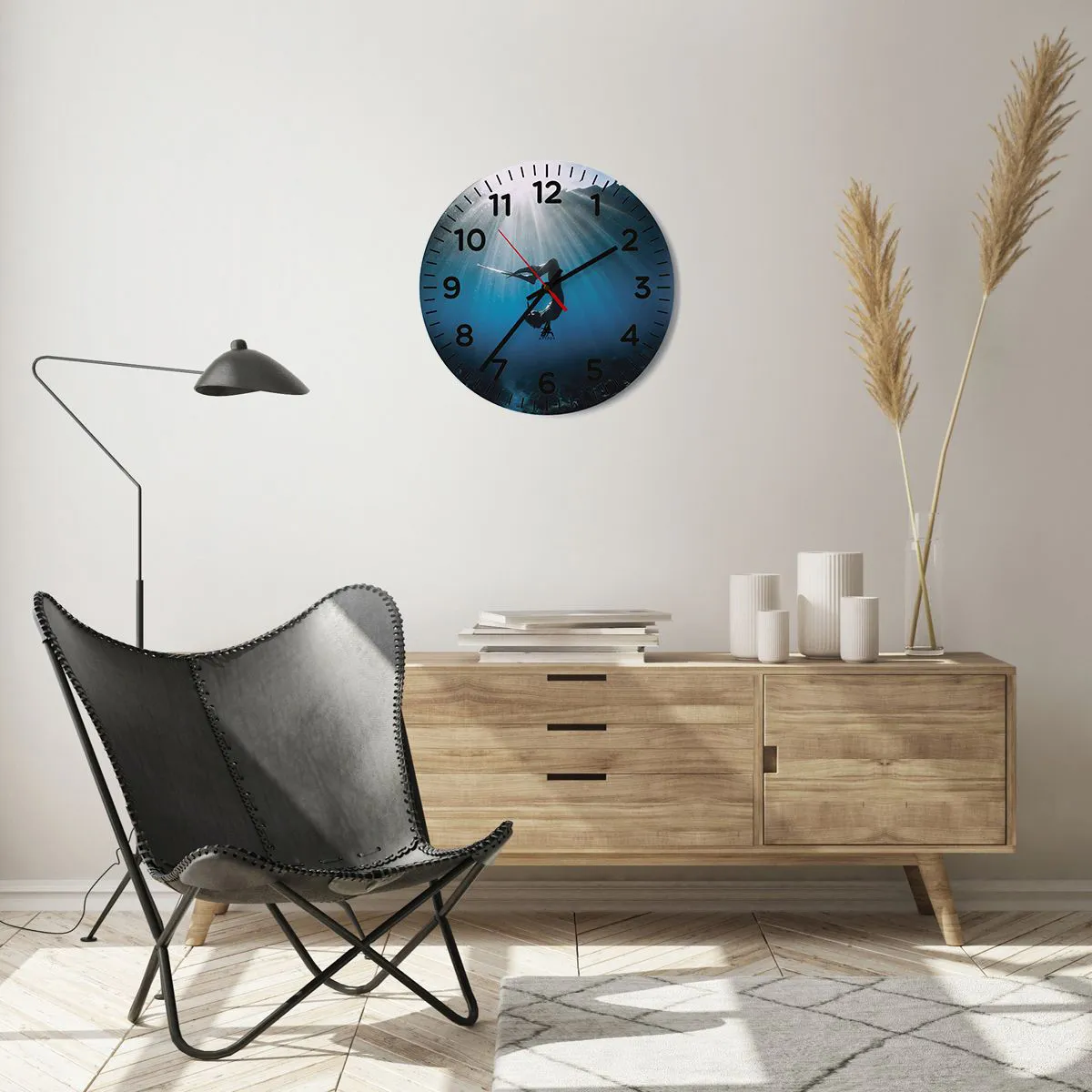 Wanduhr - Glasuhr - Tanz unter Wasser - 40x40 cm