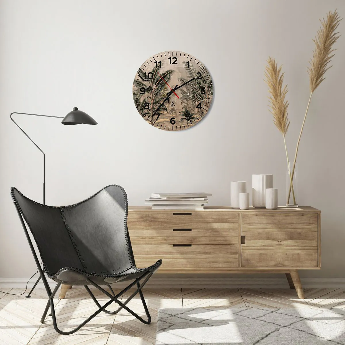 Wanduhr - Glasuhr - Eine Gravur im Kolonialstil - 40x40 cm