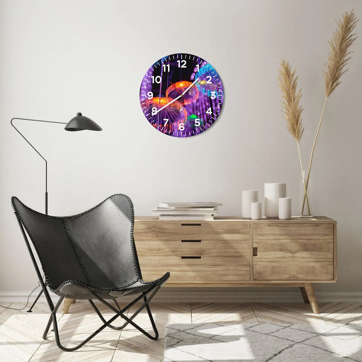 Horloge murale - Pendule murale - Fontaine lumineuse - 40x40 cm