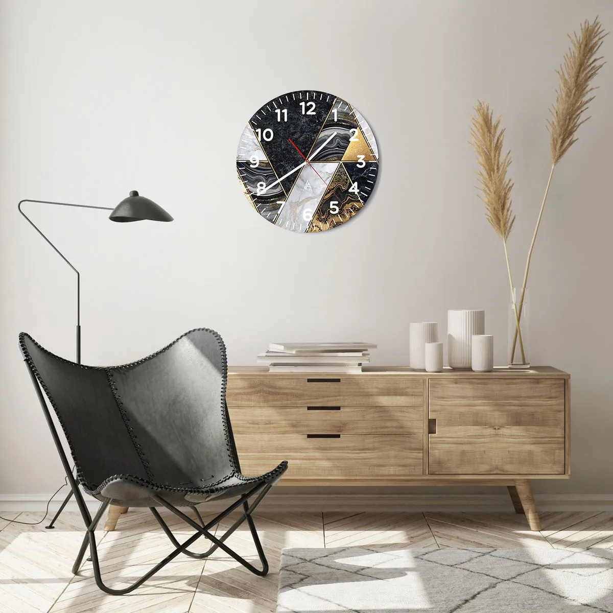 Wanduhr - Glasuhr - Stein um Stein - 40x40 cm