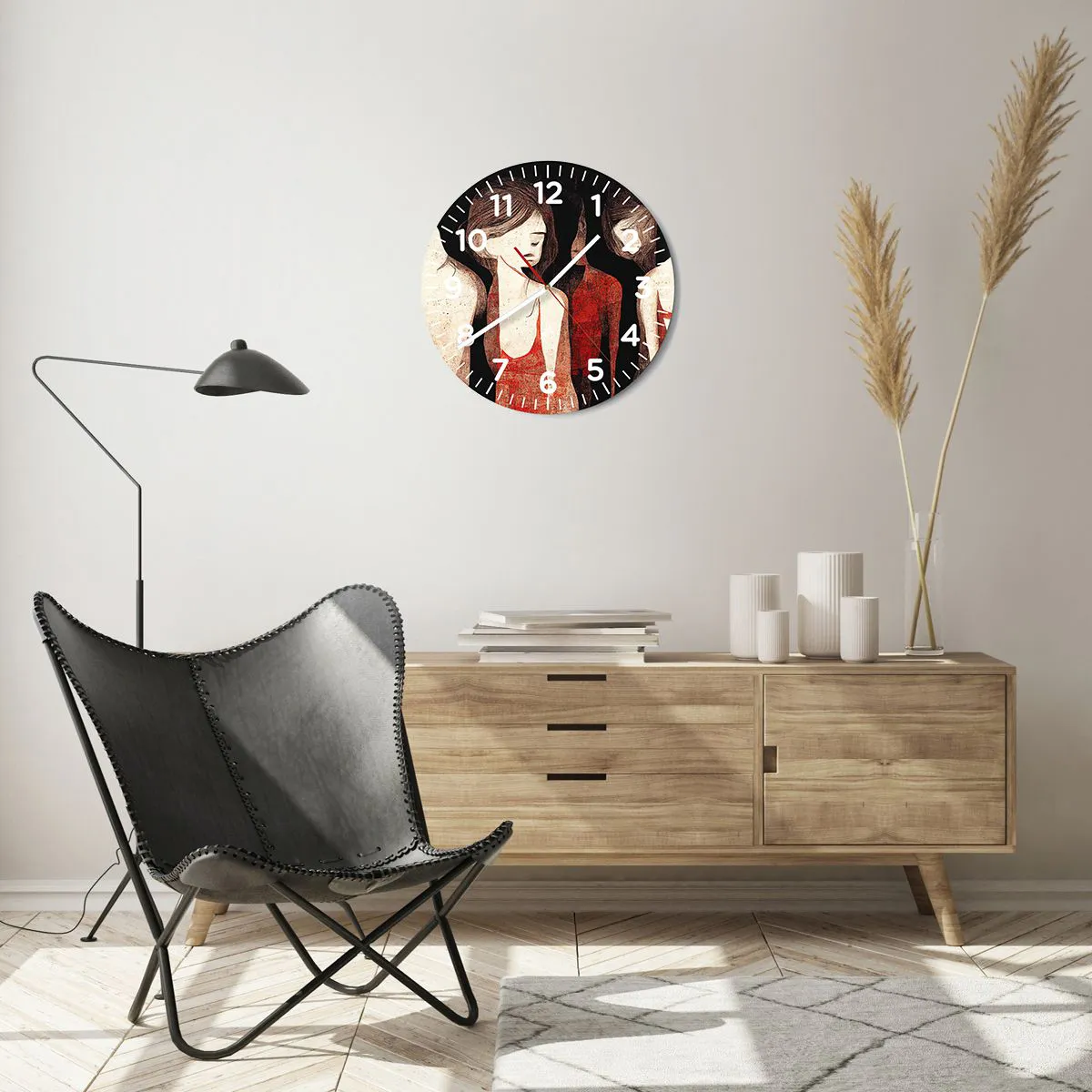 Wanduhr - Glasuhr - Madonnen der Dunkelheit - 40x40 cm